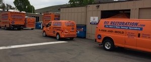 Water Damage and Mold Removal Vehicles At Headquarters