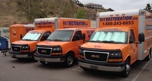 Water and Mold Damage Restoration Fleet Outside Headquarters